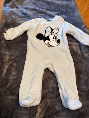 Disney White Plush Minnie Mouse Footed One-Piece